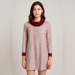𝅺maeve Anthropologie Red Blue Mock/turtle neck Long Sleeve sweater Dress